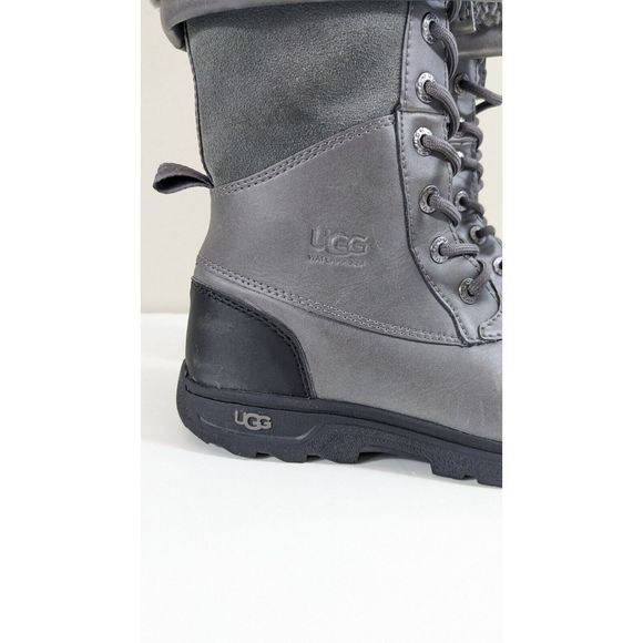 UGG Butte II Toggle Tall Gray Leather Waterproof Snow Boots US Youth Size 1 - Picture 2 of 16
